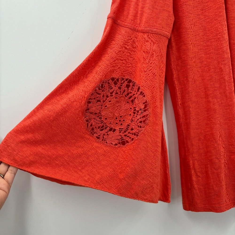Sundance Bell Sleeve Crochet Lace Blouse Orange Size Small - Picture 6 of 7